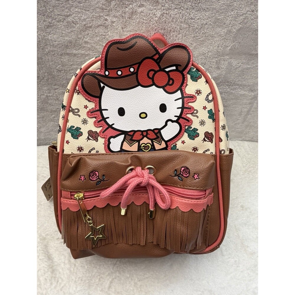 Hello Kitty Cowgirl Mini Backpack for Women Brown Pink Western